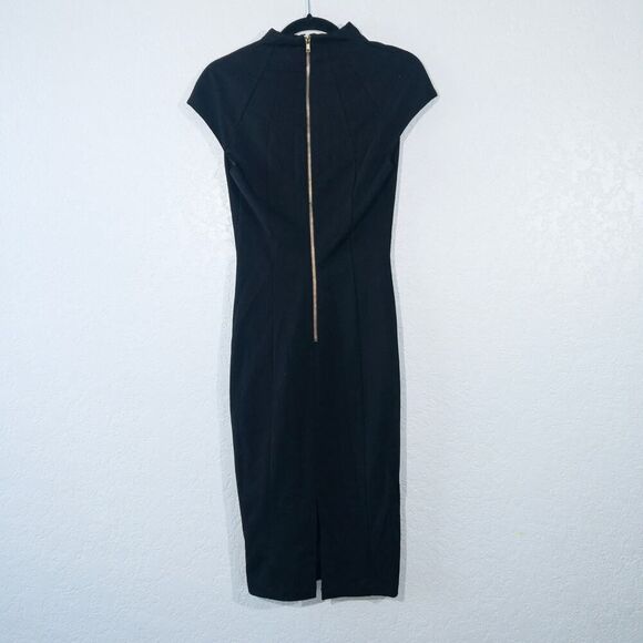 Alexia Admor Black Split Neck Shealth Midi‎ Dress Size XS - Picture 7 of 10